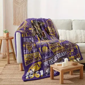 Minnesota Football Throw Blanket , Vibrant team spirit design with "BEAST MODE" and "Never Give Up" graphics, Durable polyester, Unisex, Perfect gift for sports fans and football enthusiasts