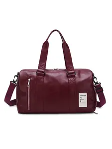Large Capacity PU Leather Travel Bag, Dry Wet Separated Fitness Bag, Business Handbag, Lightweight Storage Tote, Detachable Luggage Strap