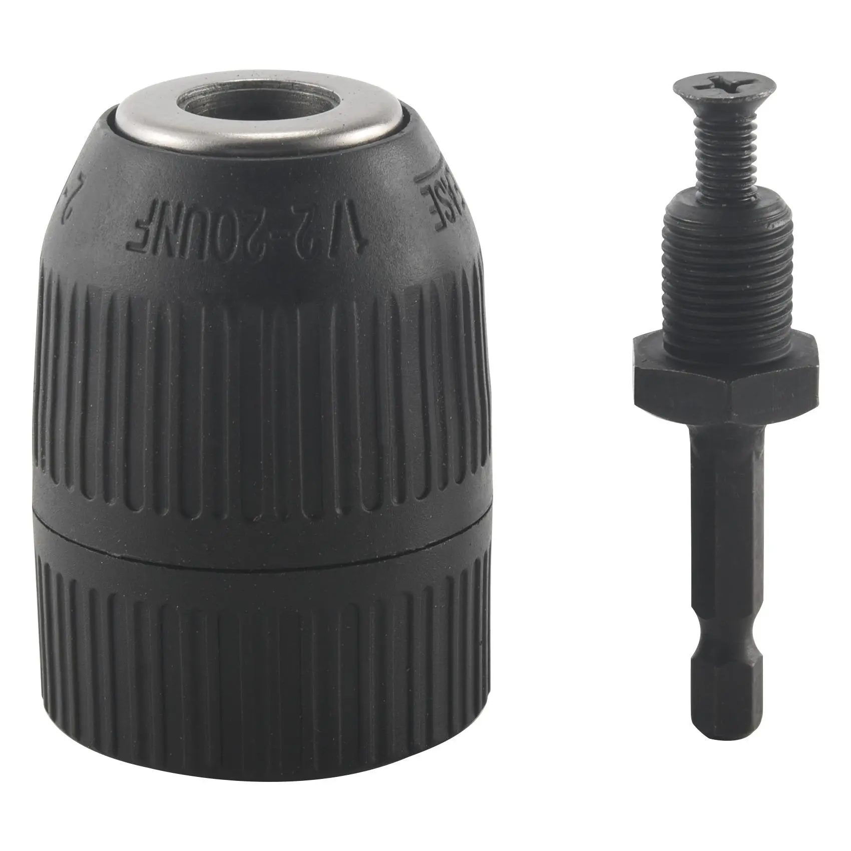 1/2-in Keyless Drill Chuck with Metal Body, Quick Connect-Quick Change Drill Chuck Adapter for Impact Driver