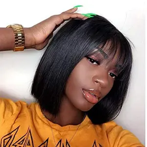 【Super Sale】Beluck Hair Glueless 2x4 Lace Bob Wig with Bangs Straight Human Hair Wigs for Black Women