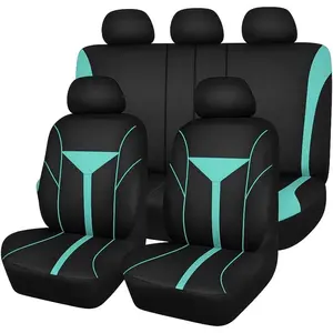 Seat Cover Full Set,  Front and Rear Split Bench Seat Protector with Headrest Cover, Comfortable Automotive Interior Chair Guard, Universal for SUV Sedan  (Mint Green)