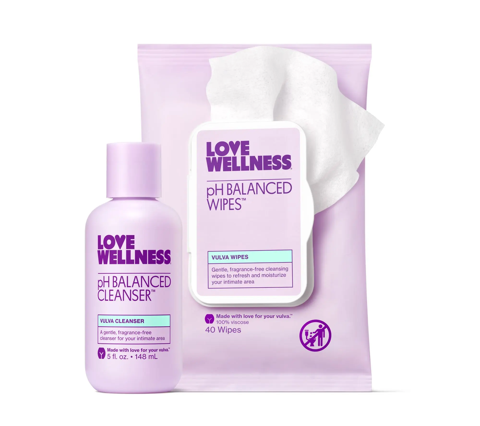 Love Wellness pH Balanced Cleanser 5oz & pH Balanced 40-ct Wipes Love Wellness pH Balanced Cleanser 5oz & pH Balanced 40-ct Wipes