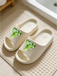 Women's Funny Cabbage Print Slippers, Soft Eva Sole Anti-Slip, Casual Indoor Footwear, Perfect for Bathroom, Home, Dormitory
