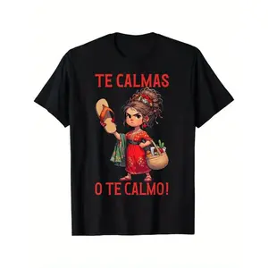 Summer t Shirts Women's Funny Mexican Spanish Mom "Calm Or I Will Calm You" Graphic T-Shirt Tee