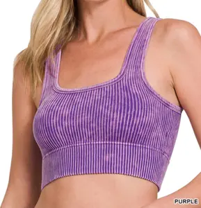 Lauren Built-In Bra Brami - Zenana Ribbed Cropped Tank