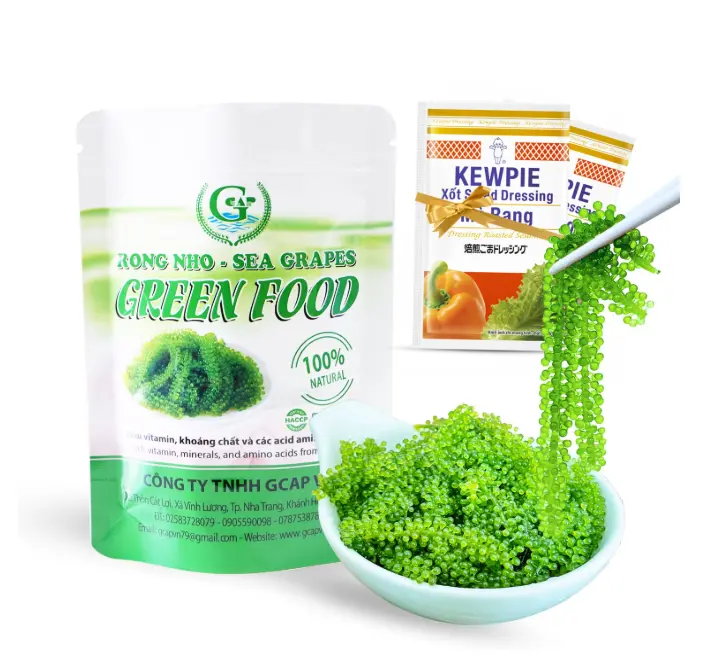 GCAP Sea Grapes Green Food - 3.53 OZ/100g, Dehydrated lato, Organic seaweed - Umibudo - Green caviar - Caulerpa lentillifera - Delicious Crunchy Healthy Freshness from the Ocean