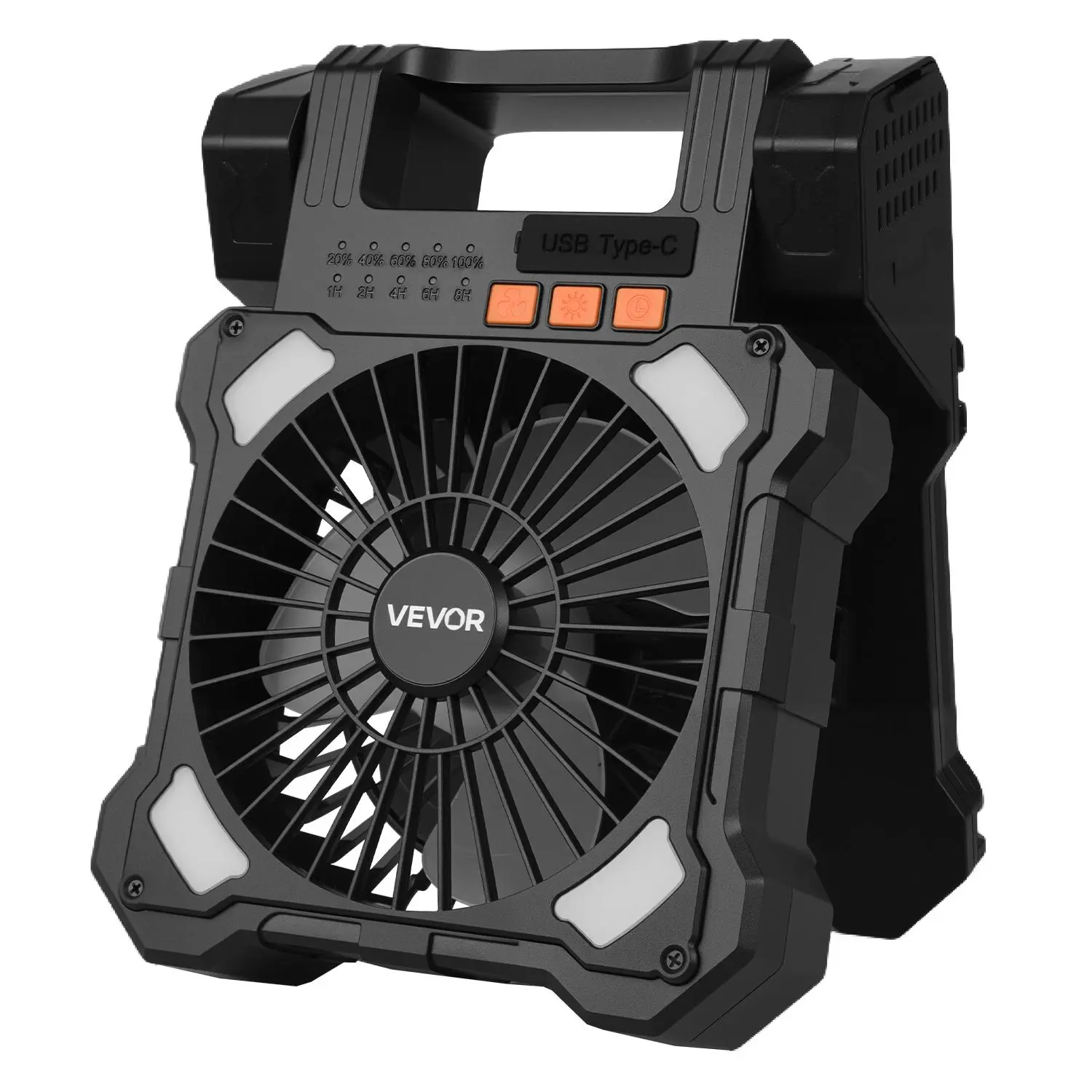 【summerfinds】VEVOR 20000mAh Rechargeable Solar Fan with LED Lantern, 8 inch Portable Fan Cordless with 7W Foldable Solar Panel, 5-Speed& Timer& Quiet,USB Battery Powered for Camping Tent Worksite Office Desk, Multifunctional Fan, Rechargeable Personal