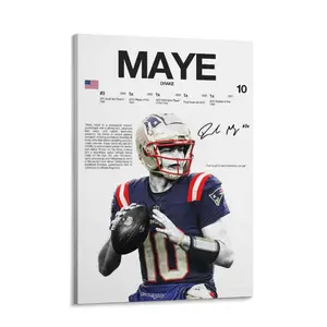 DRAKE/MAYE Poster Wall Print Football Digital Sports Decor New England Patriots Chicago Bears Gift Artistic Elegance Solid Wood Frame Waterproof Moisture Proof