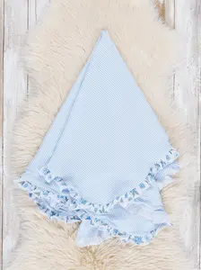 Cornflower Cottage Striped Ruffle Blanket