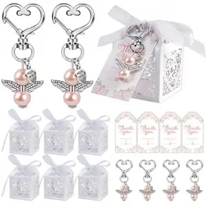 Baby Shower Favors Including Cute Angel Keychains, Favor Boxes and Thank You Cards for Baptism Favors, Bridal Shower Favors, Birthday Party Favors Wedding Favors for Guests