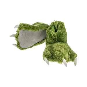 LazyOne | Green Dino Animal Paw Slippers for Kids and Adults, Fun Costume for Kids, Cozy Furry Slippers green  fuzzy claws fluffy slipper