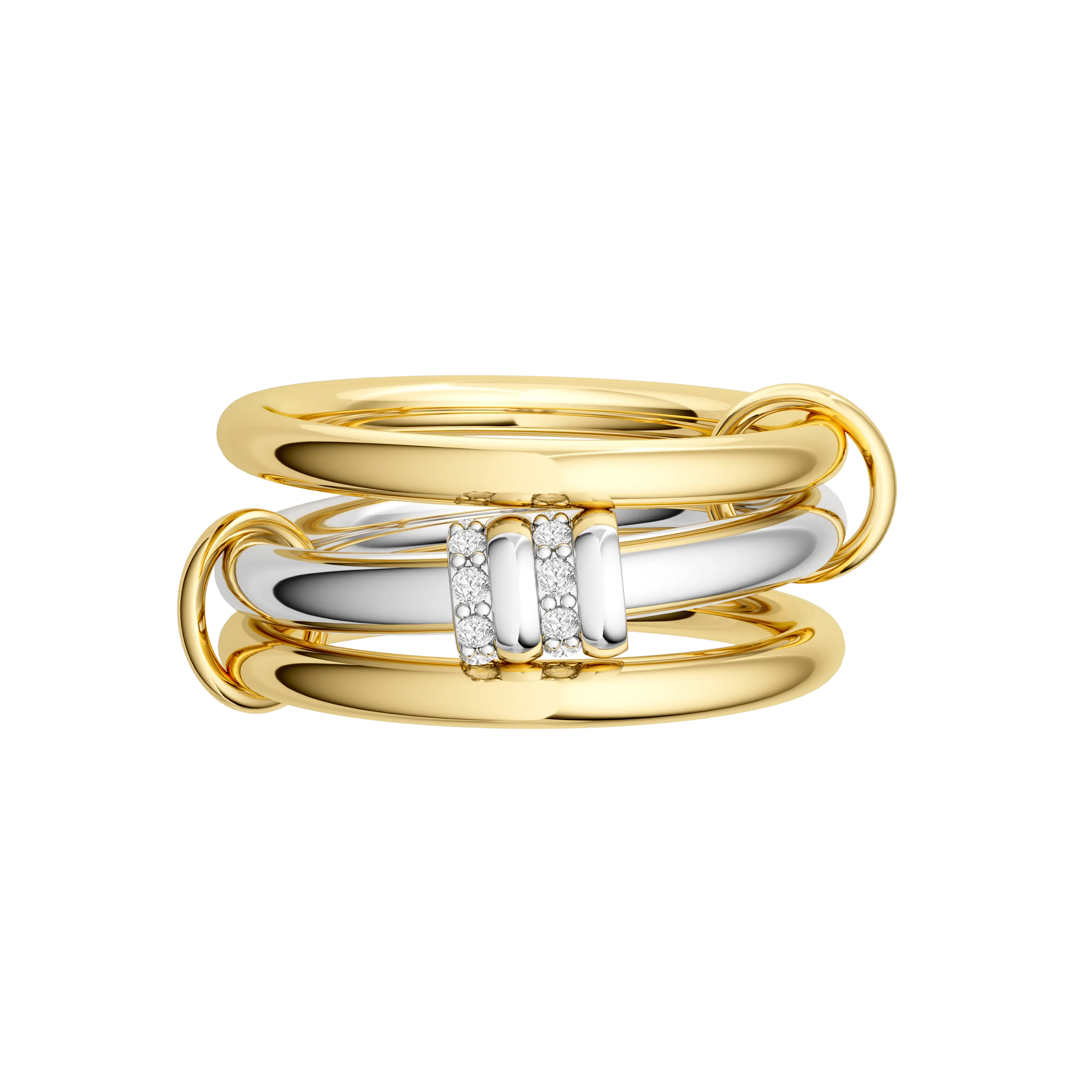 TEWIKY Interlocked Stackable Rings for Women - Statement Multi Ring Mixed Metals Stack - Cubic Zirconia Stacking Jewelry For Blackfriday Christmas