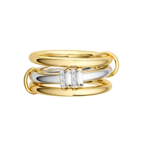 TEWIKY Interlocked Stackable Rings for Women - Statement Multi Ring Mixed Metals Stack - Cubic Zirconia Stacking Jewelry For Blackfriday Christmas