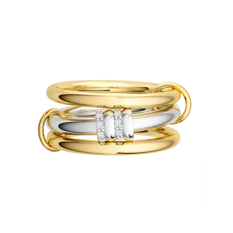 TEWIKY Interlocked Stackable Rings for Women - Statement Multi Ring Mixed Metals Stack - Cubic Zirconia Stacking Jewelry For Blackfriday Christmas