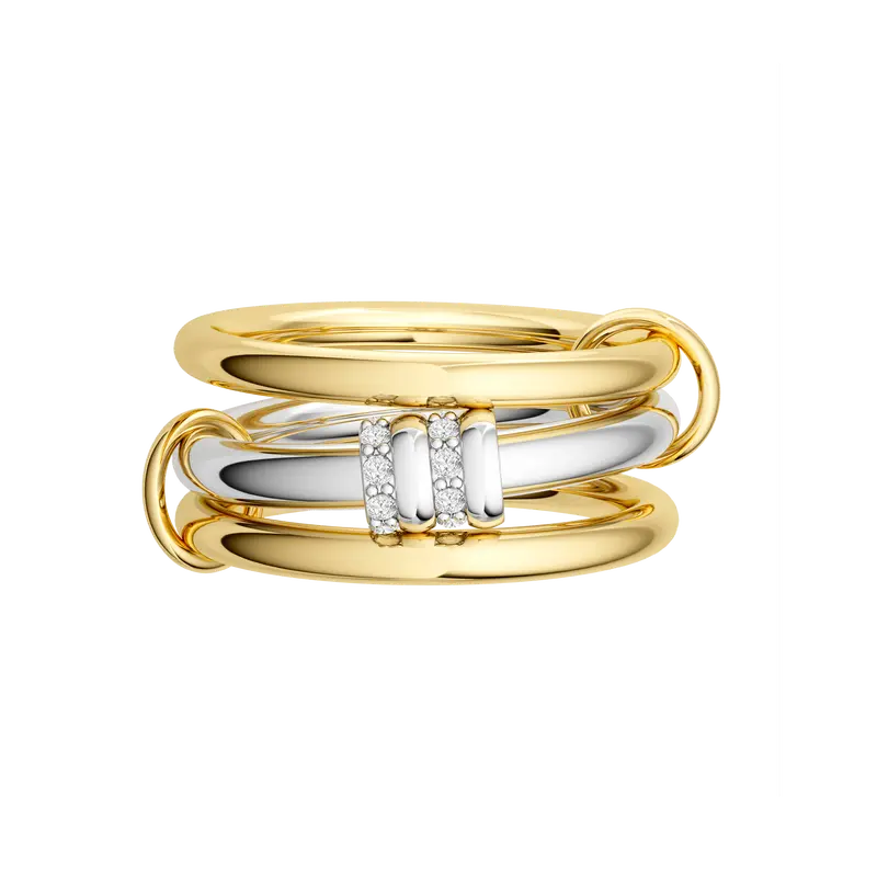 TEWIKY Interlocked Stackable Rings for Women - Statement Multi Ring Mixed Metals Stack - Cubic Zirconia Stacking Jewelry For Blackfriday Christmas