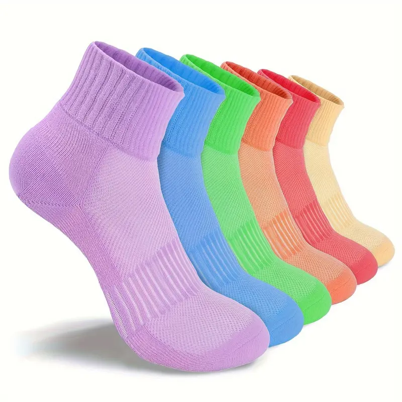 SAMGU Women's Anti-Skid Activewear Socks (6 Pairs) - Anti-Perspiration, Extra Thick, Impact Cushion, Mesh Panel, Dark Mixed, Sturdy, 3-Season, One Size Fits Most - for Running, Daily Wear