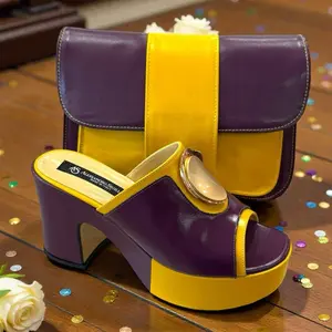 AS Platform Slippers set in Purple and Yellow for Women Stylish Classy Fashion Girl Walking Shoes Europe Sizes 37-42