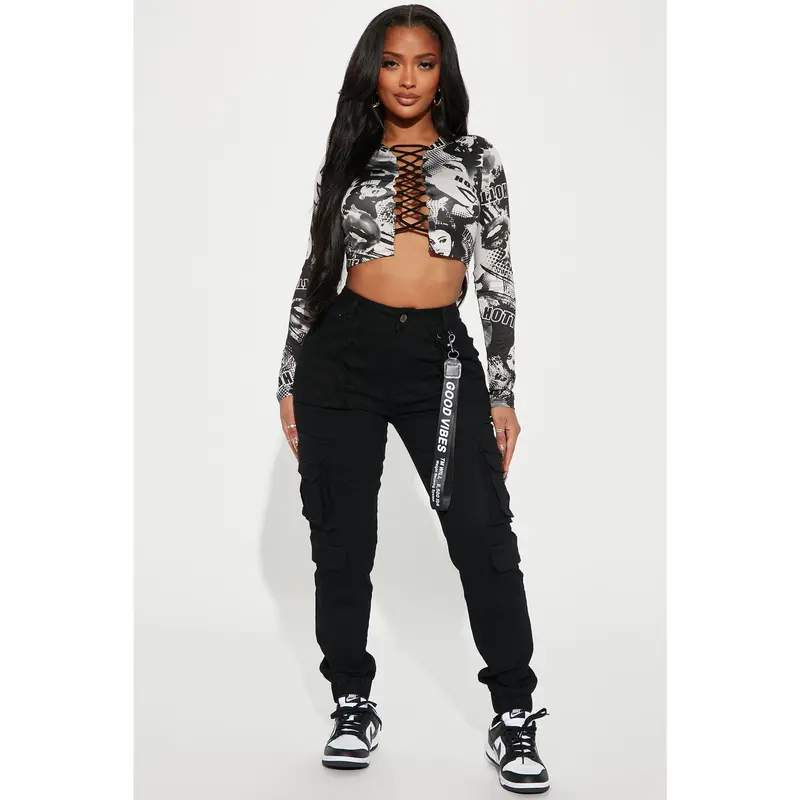 Good Vibes Cargo Jogger - Black