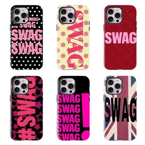 SWAG Baddie Collection | Polka Dot/Stars/UK Flag Phone Case,Compatible for iPhone 16 15 14 13 12 11 17Pro Max,for Samsung S25 S24 S23 S22 Ultra,Durable Dual-Layer design phone cover,Perfect Gift for Her