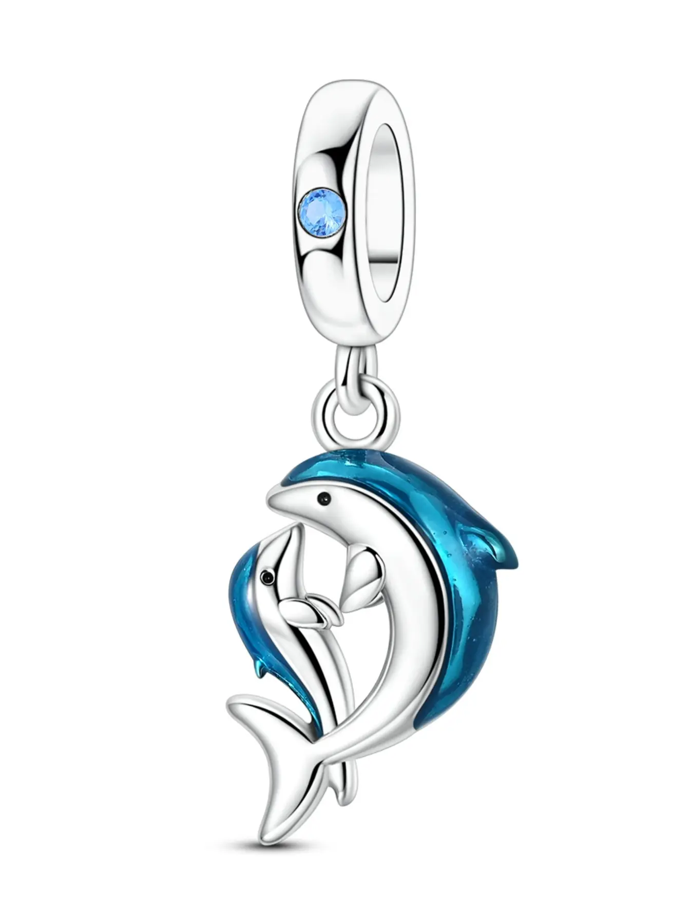 Silver Color Dolphin Pendant for 3mm Bracelet Necklace, Animal Pendant Charm, DIY Charm, Elegant Summer Accessory, Perfect for Family Jewelry Making, Diy With Charms