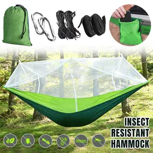Camping Hammock -Portable Hammock w/Spacious Net & Tree Straps w/Adjustable Loops for Outdoor, Indoor, Hiking and Travel