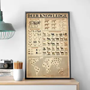 Deer Knowledge Vintage Poster Unframed, Type Of Deer Print, Reindeer Knowledge, Deer Breed Hunting Lover Art, Deer Home Decor, Gift For Deer Lovers