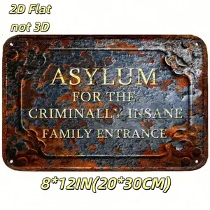 humorous gift idea Asylum For Criminally Insane 8"x12" Vintage Metal Sign Unusual Gift Outdoor Decor Iron Wall Artwork Metallic Multicolor