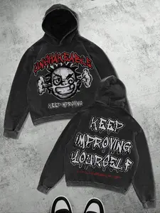 【TDOTW】Unisex Cartoon Pattern Hoodie, Fashionable Comfortable Loose Fit Design, Perfect Casual Wear for Men & Women, Fall Winter Season