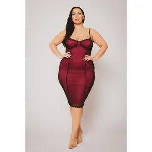 Plus Size Scarlett Mesh Midi Dress - Fuchsia