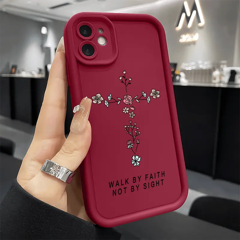 Flower Cross Advanced fashion gift Case for iPhone 16 15 14 Pro Max 16E 13 12 11 XR XS Plus Shockproof Non Slip Military-Grade Protection Silicone Cover