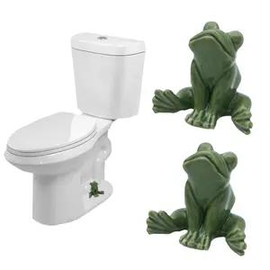 2 Pcs Ceramic Frog Toilet Floor Bolt Caps Cute Animal Decorative Toilet Bolt Covers Easy Installation Bathroom Decor (Frog-Green)