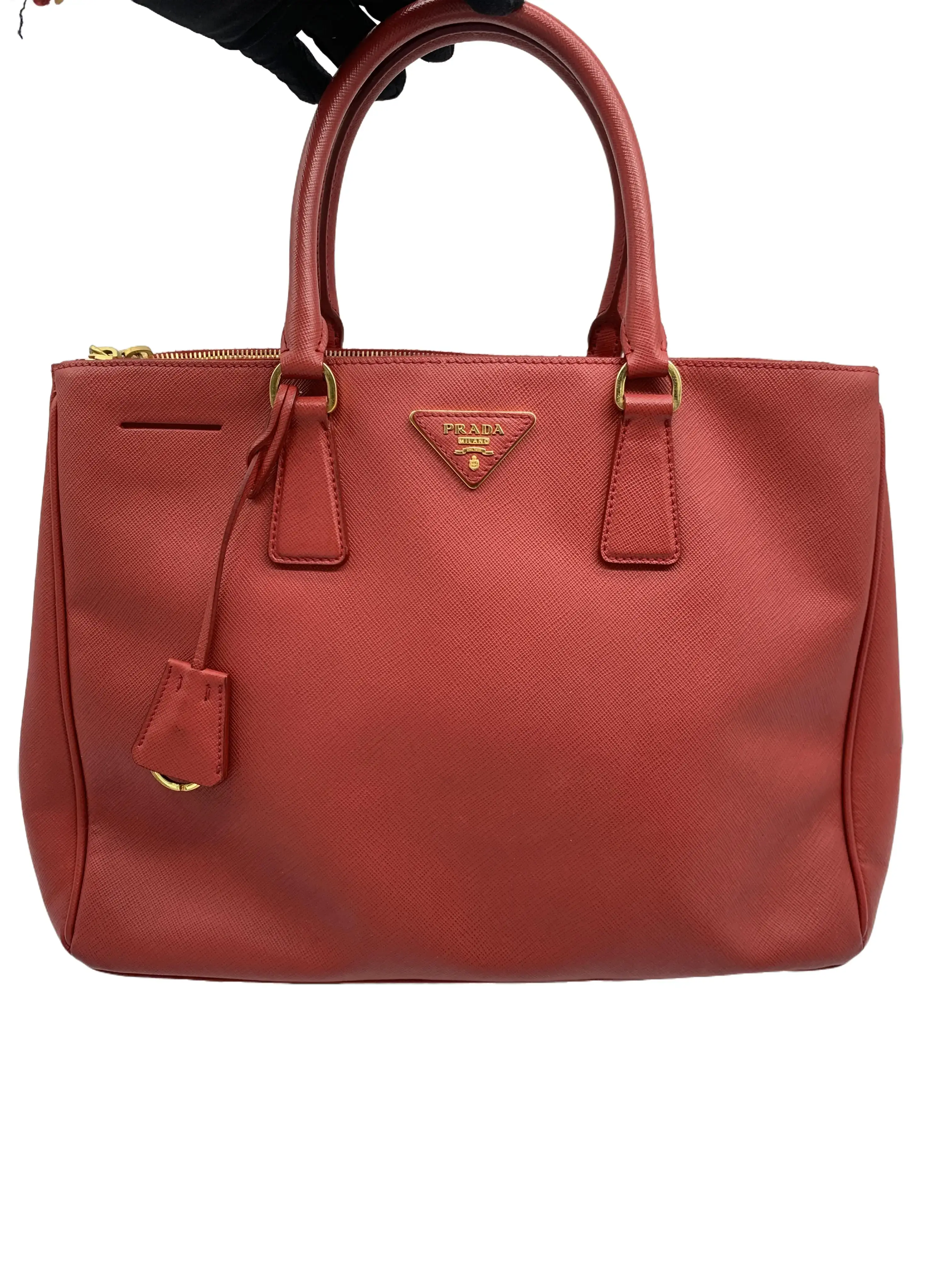 Pre-owned PRADA Red Saffiano Leather Handbag/kh07501006/1006