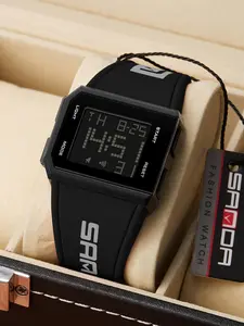 Men's Fashion Digital Wristwatch, Casual Sporty Digital Watch, Trendy Multifunctional Watch with Luminous Dial & Alarm Clock & Stopwatch Function, Waterproof Electronic Watch with Box