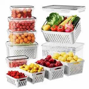 6 Pack Fruit Storage Containers for Fridge with Colander - BPA-Free Berry Container for Fridge，dishwasher & Microwave Safe，keep Vegetables, Berries and Meat Stay Fresher Longer Kitchen Utensils