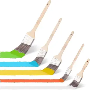 Double Thick Chip Paint Brush Set, Wooden Handle Masonry Paintbrush for Varnish, Paste and Gesso (5 Pack Assorted Sizes)