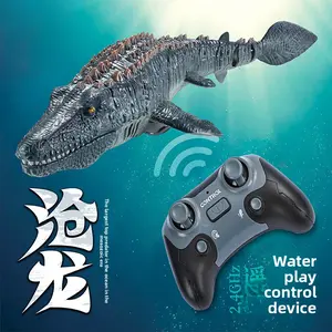Children's remote-controlled mosasaurus toy, large electric dinosaur, can swim in water, realistic model, capable of swimming and spraying water spray