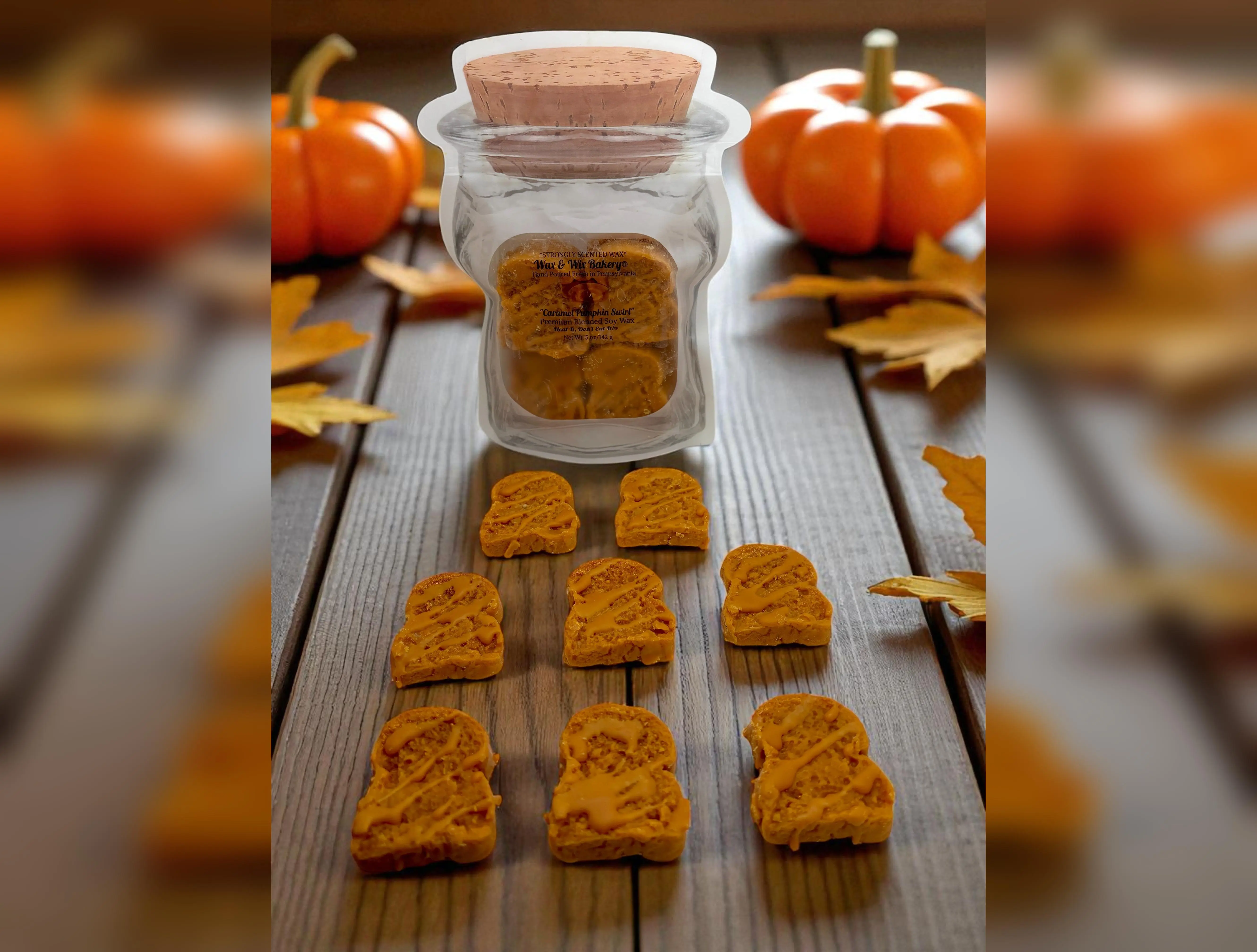 Caramel Pumpkin Swirl Bread Wax Melts. 5 oz. Bread Wax Melts/Soy Wax Melts/Strongly Scented Wax Melts/Wax Tarts for Wax Warmers/ 8 Pieces.