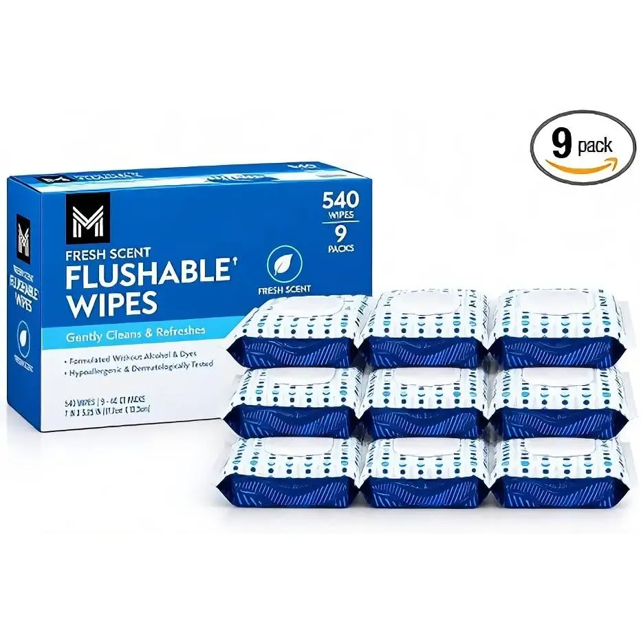 Member Mark Flushable Wipes for Adults Scented Total 540 Count 9 Pack  60ct Each Gentle Cleansing for Daily Use
