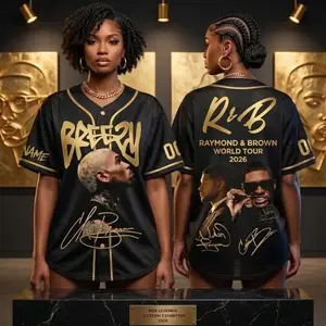 Custom C.B 2026 Baseball Jersey, Personalized Concert Tour Shirt, Hip Hop R&B Fan Outfit, Music Merch Gift