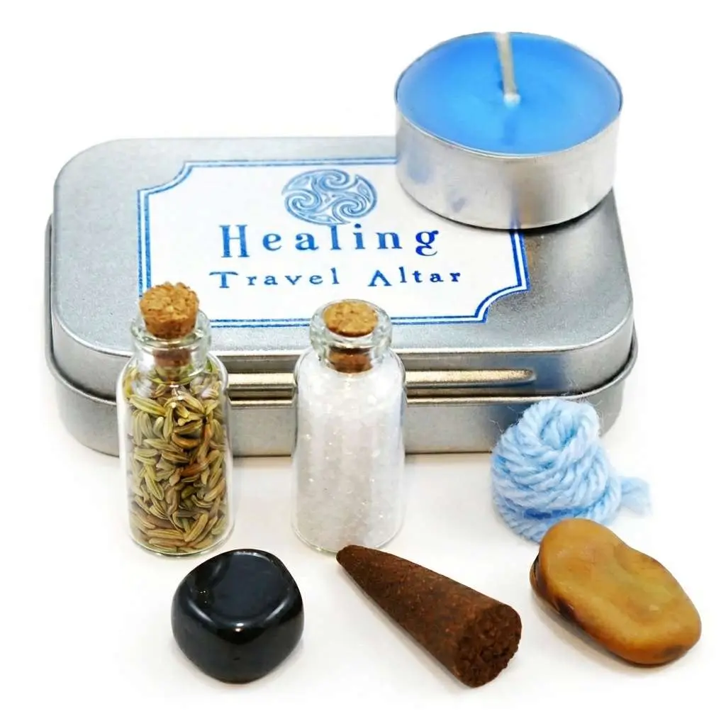 Healing Travel Altar Kit Portable Ritual Tin for Practice