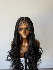 N&B 360 Full Lace Synthetic Braided Wig, Glueless French Curl Layered Unit for Everyday Women's Stylish Hair
