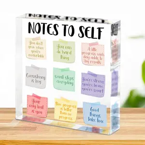 Notes To Self Motivational Quotes Print,Motivational Acrylic Decor – Inspirational Office Decor,Positive Affirmations Print,Mental Health Acrylic for Friends,Mom,Sister,Female Coworker,Christian, Acrylic Desktop Decoration, Desk Sign