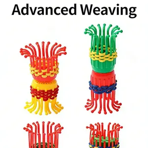 10 Flower Baskets and 40 Braiding Ropes, DIY Craft Kit, Focus Training Toy, Colorful Braiding Rope Set, Handmade Puzzle Blocks, Hand Woven