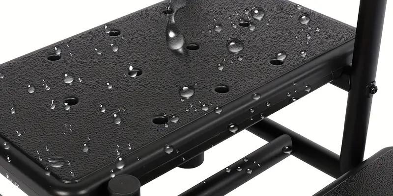 Step Stool with Handle, Non Slip Platform and Adjustable Handrail, Two Step Stool for Ederly, Adults and Handicap, Heavy Duty Foot Stool for High beds, Kitchen, Bathtub