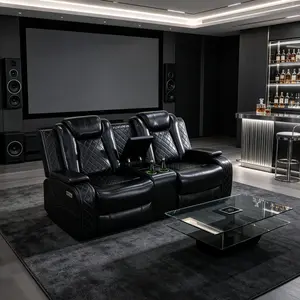 Breathable Leather Recliner Chair Sectional Loveseat - LED Lights, Storage Console, Adjustable Chaise Lounge, Sleek Design for Modern Interiors, Comfortable Seating#Summer Vibes, Summer Vibes