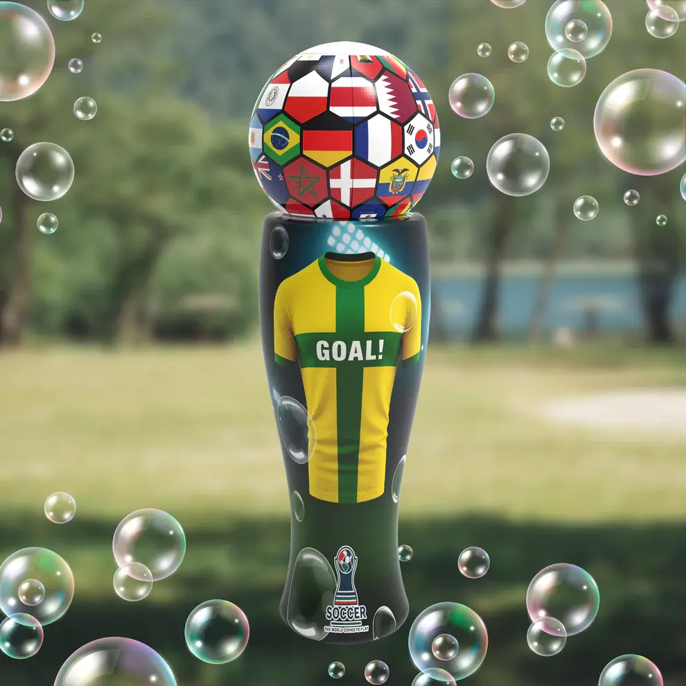 South Beach Bubbles Soccer Blow Toys - Advanced No-Spill Technology, Non-Toxic Plant-Based Soap Bubble Solution, Lightweight Durable, for 3+ & 10-12 Years, Outdoor Team Celebrations, Tournament Party Favors