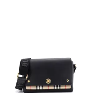 Pre-owned BURBERRY material Messenger Bags Note Crossbody Bag Leather with Vintage Check Canvas Medium by Rebag