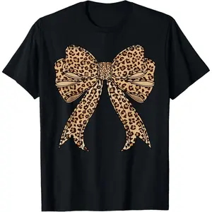 Coquette Bow Leopard for Women Aesthetic Trendy Girly T-Shirt