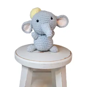 Hand Crocheted Little Grey Elephant Stuffed Animal Amigurumi