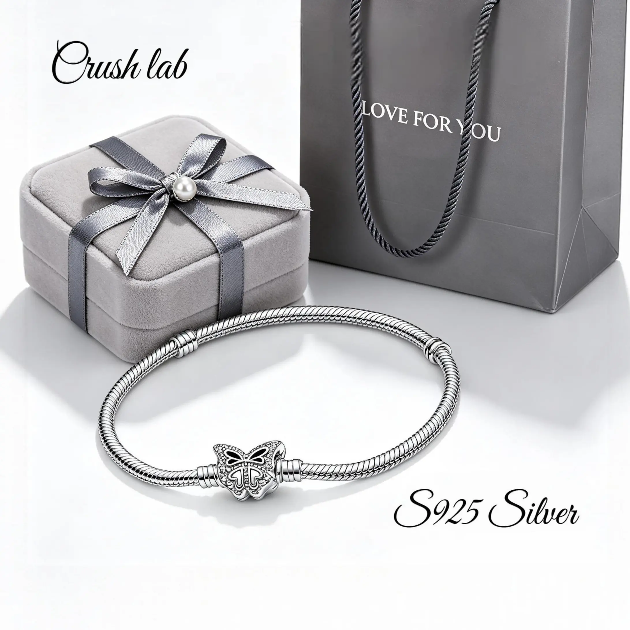 Women's 925 Sterling Silver 3.2mm Snake Chain Bracelet - Heart Design, Elegant Zircon Accent, Stackable Fine Jewelry, Exquisite Trendy Fashionable Thanksgiving Female Gift with Gift Box, Long-Lasting Luster, Heart Design Bracelet